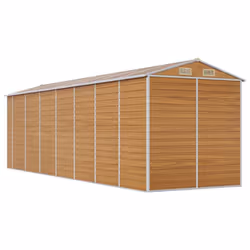 vidaXL Garden Shed Outdoor Storage Shed Patio Yard Tool Shed Galvanised Steel - light brown, 191 x 640 x 198 cm - Additional view 3