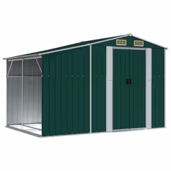 vidaXL Garden Shed Metal Shed Outdoor Storage Shed Anthracite Galvanised Steel - green, 277 x 192.5 x 179 cm