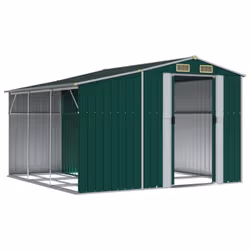 vidaXL Garden Shed Metal Shed Outdoor Storage Shed Anthracite Galvanised Steel - green, 277 x 279 x 179 cm