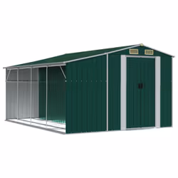 vidaXL Garden Shed Metal Shed Outdoor Storage Shed Anthracite Galvanised Steel - green, 277 x 365.5 x 179 cm