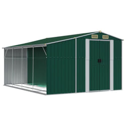 vidaXL Garden Shed Metal Shed Outdoor Storage Shed Anthracite Galvanised Steel - green, 277 x 365.5 x 179 cm