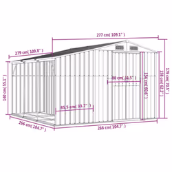 vidaXL Garden Shed Metal Shed Outdoor Storage Shed Anthracite Galvanised Steel - grey, 277 x 279 x 179 cm