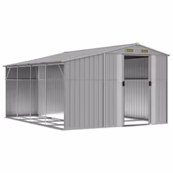 vidaXL Garden Shed Metal Shed Outdoor Storage Shed Anthracite Galvanised Steel - grey, 277 x 365.5 x 179 cm