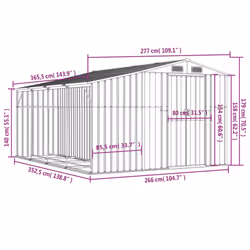 vidaXL Garden Shed Metal Shed Outdoor Storage Shed Anthracite Galvanised Steel - grey, 277 x 365.5 x 179 cm