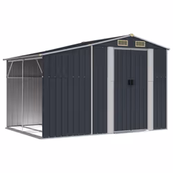 vidaXL Garden Shed Metal Shed Outdoor Storage Shed Anthracite Galvanised Steel - anthracite, 277 x 192.5 x 179 cm