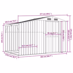 vidaXL Garden Shed Metal Shed Outdoor Storage Shed Anthracite Galvanised Steel - anthracite, 277 x 192.5 x 179 cm