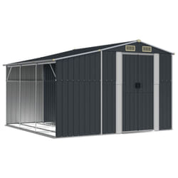 vidaXL Garden Shed Metal Shed Outdoor Storage Shed Anthracite Galvanised Steel - anthracite, 277 x 279 x 179 cm