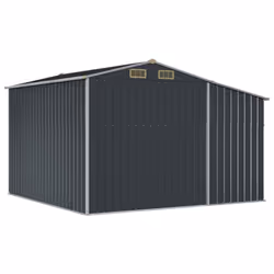 vidaXL Garden Shed Metal Shed Outdoor Storage Shed Anthracite Galvanised Steel - anthracite, 277 x 279 x 179 cm