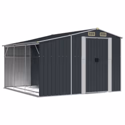vidaXL Garden Shed Metal Shed Outdoor Storage Shed Anthracite Galvanised Steel - anthracite, 277 x 279 x 179 cm - Additional view 4