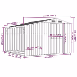vidaXL Garden Shed Metal Shed Outdoor Storage Shed Anthracite Galvanised Steel - anthracite, 277 x 279 x 179 cm - Additional view 5