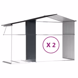 vidaXL Garden Shed Metal Shed Outdoor Storage Shed Anthracite Galvanised Steel - anthracite, 277 x 279 x 179 cm - Additional view 8