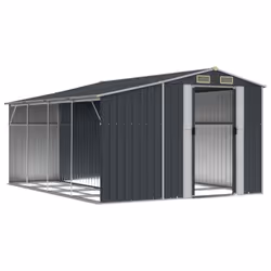 vidaXL Garden Shed Metal Shed Outdoor Storage Shed Anthracite Galvanised Steel - anthracite, 277 x 365.5 x 179 cm - Additional view 5