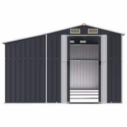 vidaXL Garden Shed Metal Shed Outdoor Storage Shed Anthracite Galvanised Steel - anthracite, 277 x 365.5 x 179 cm - Additional view 7