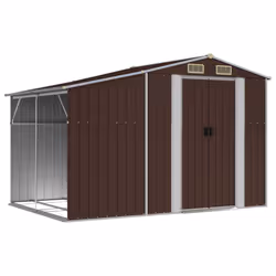 vidaXL Garden Shed Metal Shed Outdoor Storage Shed Anthracite Galvanised Steel - brown, 277 x 192.5 x 179 cm
