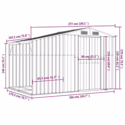 vidaXL Garden Shed Metal Shed Outdoor Storage Shed Anthracite Galvanised Steel - brown, 277 x 192.5 x 179 cm - Additional view 4