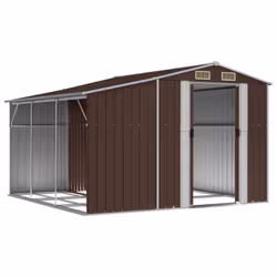 vidaXL Garden Shed Metal Shed Outdoor Storage Shed Anthracite Galvanised Steel - brown, 277 x 279 x 179 cm