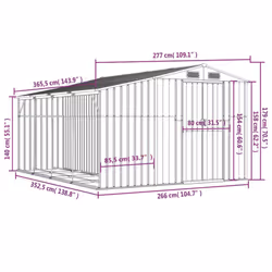 vidaXL Garden Shed Metal Shed Outdoor Storage Shed Anthracite Galvanised Steel - brown, 277 x 365.5 x 179 cm - Additional view 7