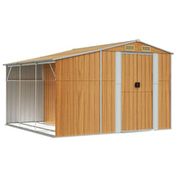 vidaXL Garden Shed Metal Shed Outdoor Storage Shed Anthracite Galvanised Steel - light brown, 277 x 279 x 179 cm