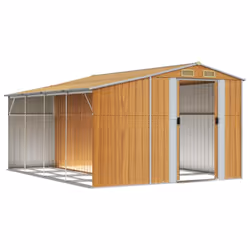 vidaXL Garden Shed Metal Shed Outdoor Storage Shed Anthracite Galvanised Steel - light brown, 277 x 365.5 x 179 cm - Additional view 2