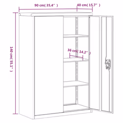 vidaXL File Cabinet Storage Cabinet Office Filing Cabinet Storage Unit Steel - white, 90 x 40 x 180 cm - Additional view 3