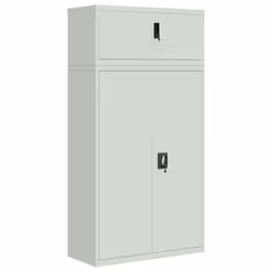 vidaXL File Cabinet Storage Cabinet Office Filing Cabinet Storage Unit Steel - light grey, 90 x 40 x 180 cm - Additional view 2