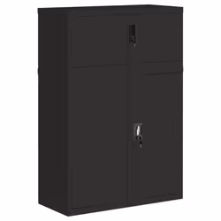 vidaXL File Cabinet Storage Cabinet Office Filing Cabinet Storage Unit Steel - black, 90 x 40 x 130 cm - Additional view 2