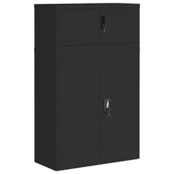 vidaXL File Cabinet Storage Cabinet Office Filing Cabinet Storage Unit Steel - black, 90 x 40 x 145 cm