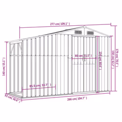 vidaXL Garden Shed Metal Shed Outdoor Storage Shed Anthracite Galvanised Steel - grey, 277 x 93 x 179 cm - Additional view 5