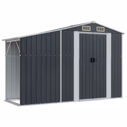 vidaXL Garden Shed Metal Shed Outdoor Storage Shed Anthracite Galvanised Steel - anthracite, 277 x 93 x 179 cm