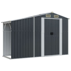 vidaXL Garden Shed Metal Shed Outdoor Storage Shed Anthracite Galvanised Steel - anthracite, 277 x 93 x 179 cm