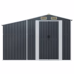 vidaXL Garden Shed Metal Shed Outdoor Storage Shed Anthracite Galvanised Steel - anthracite, 277 x 93 x 179 cm - Additional view 4