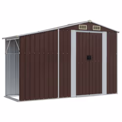 vidaXL Garden Shed Metal Shed Outdoor Storage Shed Anthracite Galvanised Steel - brown, 277 x 93 x 179 cm