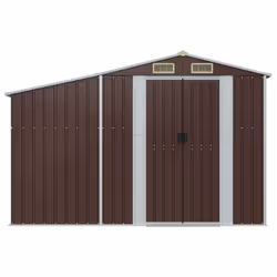 vidaXL Garden Shed Metal Shed Outdoor Storage Shed Anthracite Galvanised Steel - brown, 277 x 93 x 179 cm