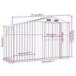vidaXL Garden Shed Metal Shed Outdoor Storage Shed Anthracite Galvanised Steel - light brown, 277 x 93 x 179 cm - Additional view 5