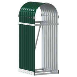 vidaXL Log Holder Firewood Rack Log Stand Wood Storage Green Galvanised Steel