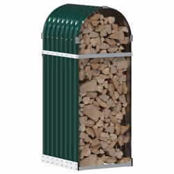 vidaXL Log Holder Firewood Rack Log Stand Wood Storage Green Galvanised Steel