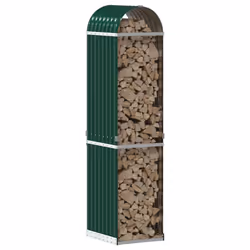 vidaXL Log Holder Firewood Rack Log Stand Wood Storage Green Galvanised Steel