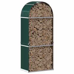 vidaXL Log Holder Firewood Rack Log Stand Wood Storage Green Galvanised Steel - Additional view 2