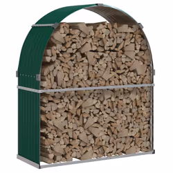 vidaXL Log Holder Firewood Rack Log Stand Wood Storage Green Galvanised Steel
