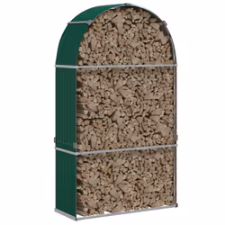 vidaXL Log Holder Firewood Rack Log Stand Wood Storage Green Galvanised Steel