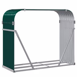 vidaXL Log Holder Firewood Rack Log Stand Wood Storage Green Galvanised Steel - Additional view 5