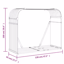 vidaXL Log Holder Firewood Rack Log Stand Wood Storage Green Galvanised Steel - Additional view 8