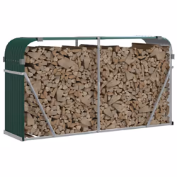 vidaXL Log Holder Firewood Rack Log Stand Wood Storage Green Galvanised Steel