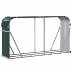 vidaXL Log Holder Firewood Rack Log Stand Wood Storage Green Galvanised Steel - Additional view 5