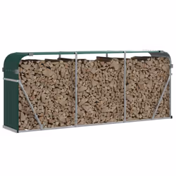 vidaXL Log Holder Firewood Rack Log Stand Wood Storage Green Galvanised Steel