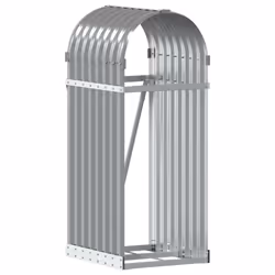 vidaXL Log Holder Firewood Rack Log Wood Storage Light Grey Galvanised Steel