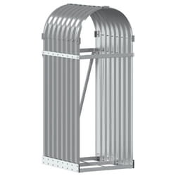 vidaXL Log Holder Firewood Rack Log Wood Storage Light Grey Galvanised Steel