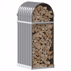 vidaXL Log Holder Firewood Rack Log Wood Storage Light Grey Galvanised Steel