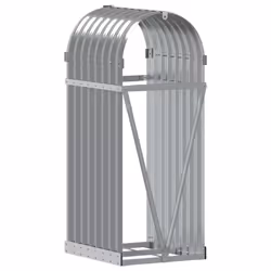 vidaXL Log Holder Firewood Rack Log Wood Storage Light Grey Galvanised Steel - Additional view 5