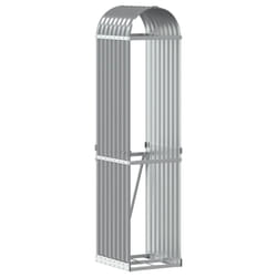 vidaXL Log Holder Firewood Rack Log Wood Storage Light Grey Galvanised Steel
